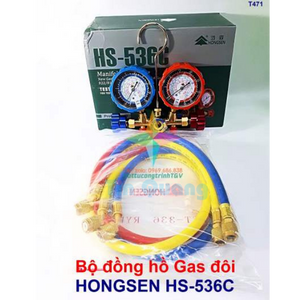 Bộ đồng hồ nạp Gas đôi + 03 dây gas HONGSEN HS-536C 