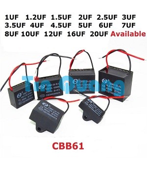 Tụ điện quạt máy lạnh điều hòa CBB61 4uF loại có dây